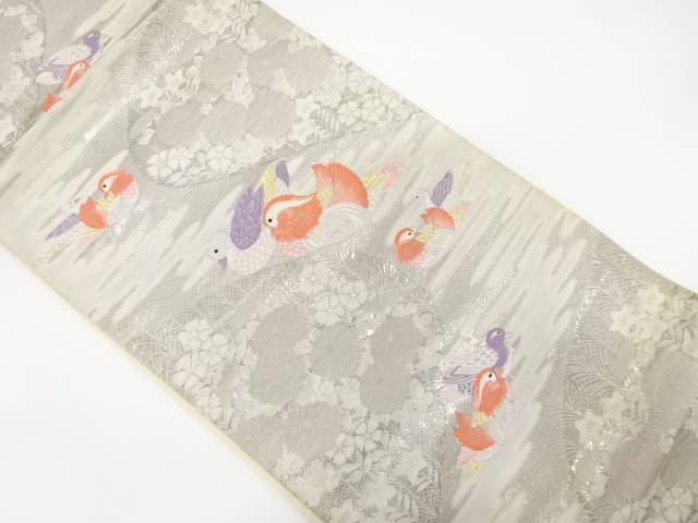 JAPANESE KIMONO / ANTIQUE FUKURO OBI / SILK / WOVEN KIKU